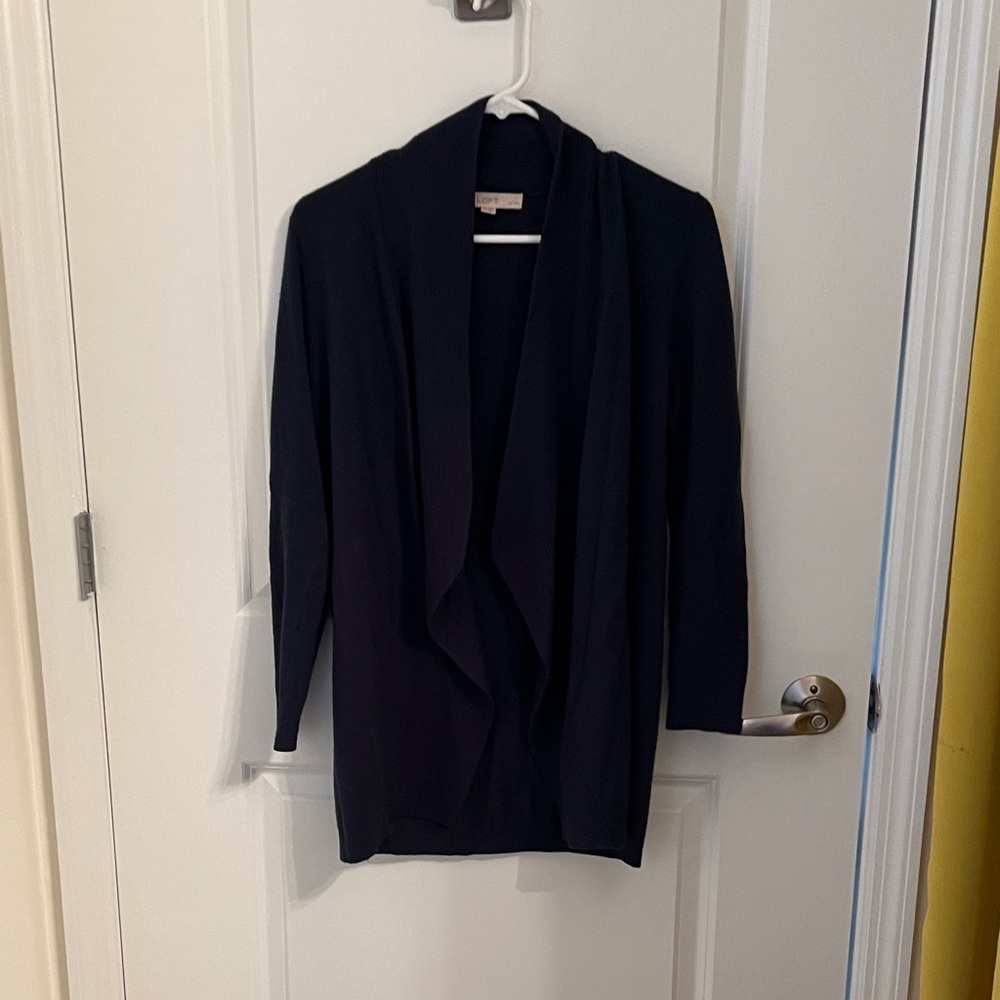 Women's Teal Open-Front Draped Cardigan Sweater